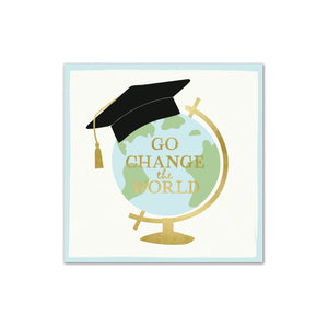 Graduation Foiled Change the World Cocktail Napkins (x18)