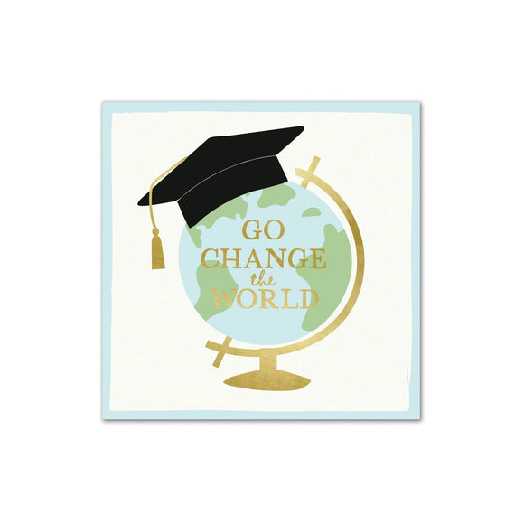 Graduation Foiled Change the World Cocktail Napkins (x18)