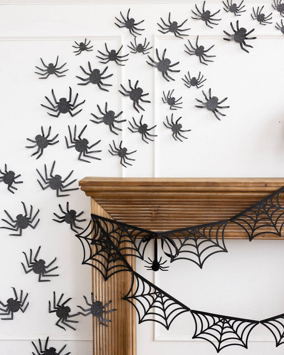 Glittered Wall Décor Spiders (x50)