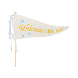 Welcome Little One Blue Felt Pennant Flag