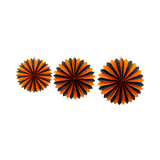 Orange and Black Large Tissue Fans Set of 3
