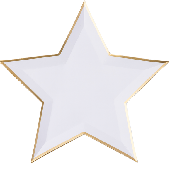 White & Gold Star Shaped Plates (x8)