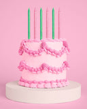 Pink & Green Glitter Cake Candles 10pc