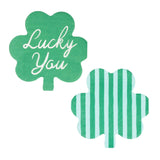 Shamrock Shaped Lucky You and Striped Cocktail Napkin Set (x24)