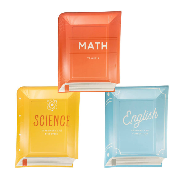 School Text Books Shaped Paper Plate Set (x9)