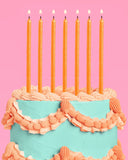 Orange Glitter Cake Candles 10pc