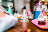 Mini Rainbow Pom Pom Party Hats (x8)