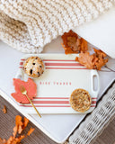 Harvest Give Thanks Stripe Reusable Bamboo Tray