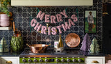 Merry Christmas Gingham Puffy Fabric Banner Set
