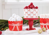 JUMBO Red & Cream Bows 8 oz Baking Cups (40 ct)
