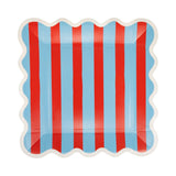 Blue & Red 9" Striped Paper Plates (x8)