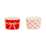 JUMBO Red & Cream Bows 8 oz Baking Cups (40 ct)