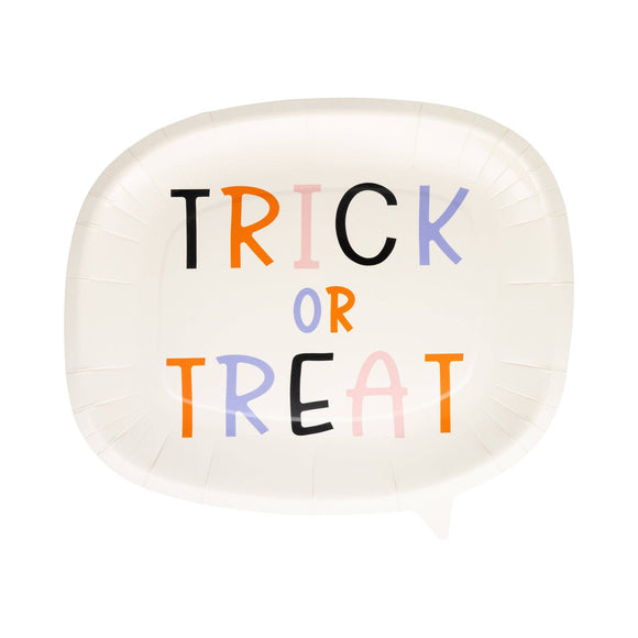 Trick or Treat Word Bubble Shaped Paper Plates (x8)