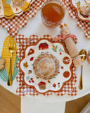 Rust Gingham Scalloped Square Paper Plates (x8)