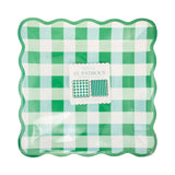 Gingham and Stripes Scalloped Square Plate Set (x8)