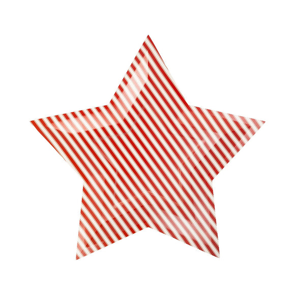 Striped Star Shaped Paper Plates (x8)