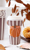 Striped Bow Pumpkin Pink To Go Cups (8ct 16oz)