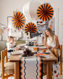 Orange and Black Large Tissue Fans Set of 3