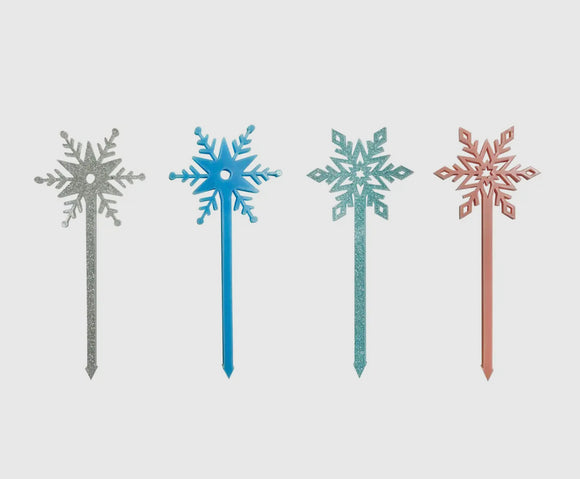 Snow Day Snowflake Acrylic Picks, 4 ct