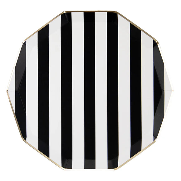 Black Cabana Stripe Plates (x8)