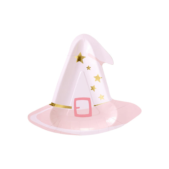 Pink Witch Hat Shaped Plates (x8)