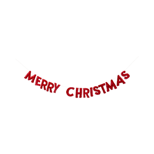 Puffy Red Velvet Merry Christmas Banner