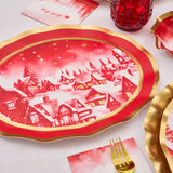 Christmas Village Wavy Paper Platters (x8)