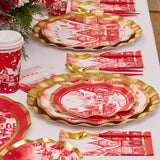 Christmas Village Wavy Paper Side Plate (x8)