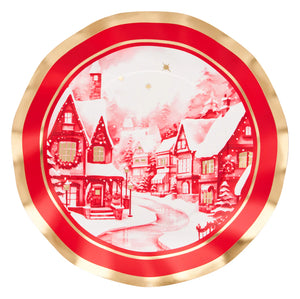 Christmas Village Wavy Paper Side Plate (x8)