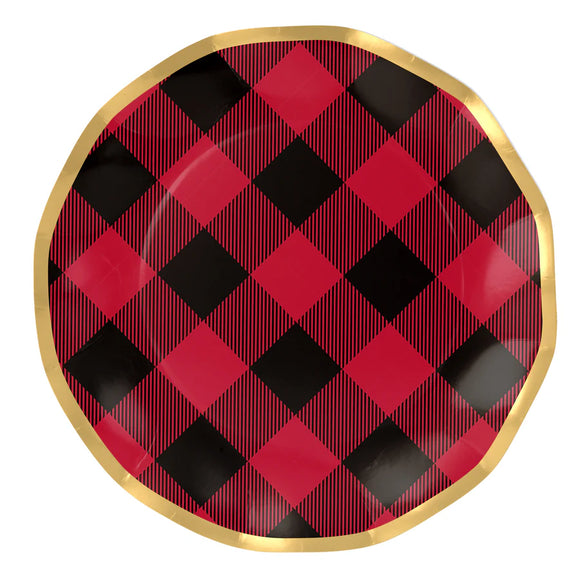 Holiday Buffalo Check Wavy Paper Dinner Plate (x8)