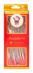 Holiday Santa Cocktail 6" Party Pick  (x30)