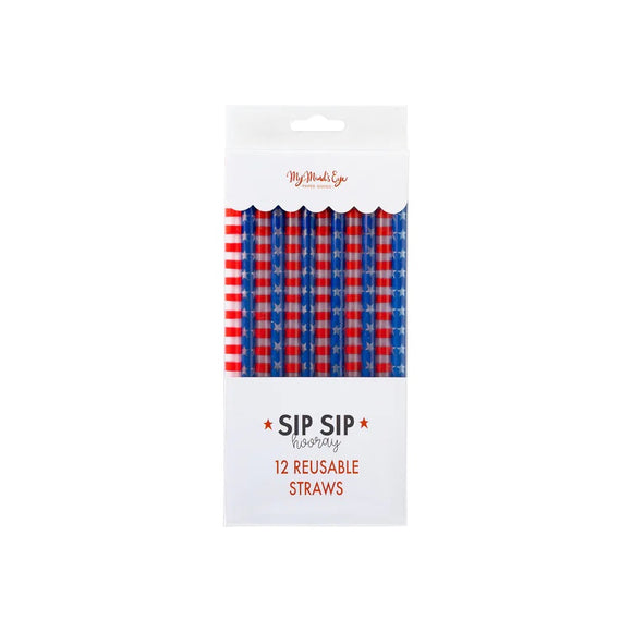 Stars & Stripes Reusable Straws (x12)
