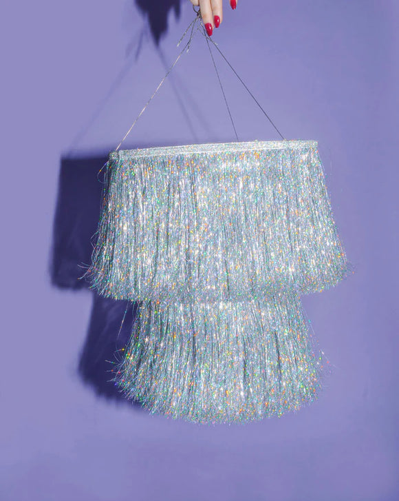 Silver Iridescent Fringe Shimmer Chandelier