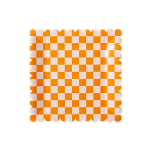 Whimsical Orange & Pink Checkered Plates (x8)