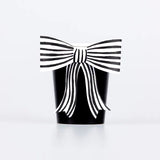 Black & White Stripy Bow Cups (x8)