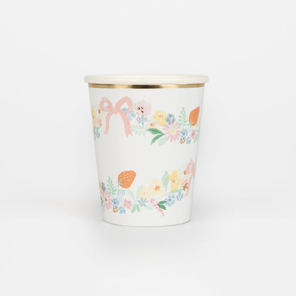 Elegant Floral Cups (x8)