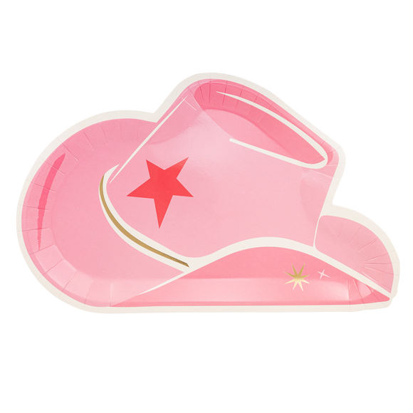 Pink Cowgirl Hat Shaped Plates (x8)