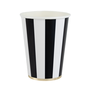 Black Cabana Stripe Cups (x8)