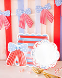 Blue & Red 9" Striped Paper Plates (x8)