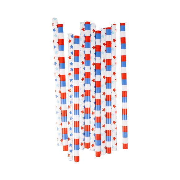 Patriotic Stars Reusable Straws (12 ct)