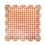 Rust Gingham Scalloped Square Paper Plates (x8)