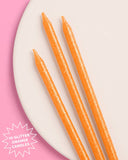 Orange Glitter Cake Candles 10pc