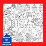 USA Patriotic 4th of July Summer Coloring Tablecloth