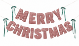 Merry Christmas Gingham Puffy Fabric Banner Set