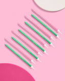 Pink & Green Glitter Cake Candles 10pc