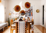 Orange and Black Large Tissue Fans Set of 3