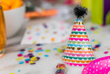 Mini Rainbow Pom Pom Party Hats (x8)