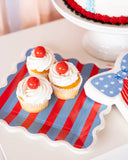 Blue & Red 9" Striped Paper Plates (x8)