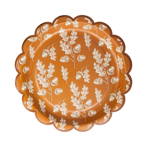 Acorns Scalloped Circle Paper Plate (x8)