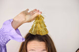 Golden Girl Mini Gold Fringe Party Hats Set (x4)